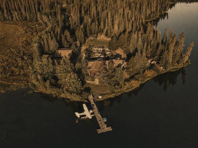 The point and the dock at Eagle's Nest Resort, Anahim Lake.
