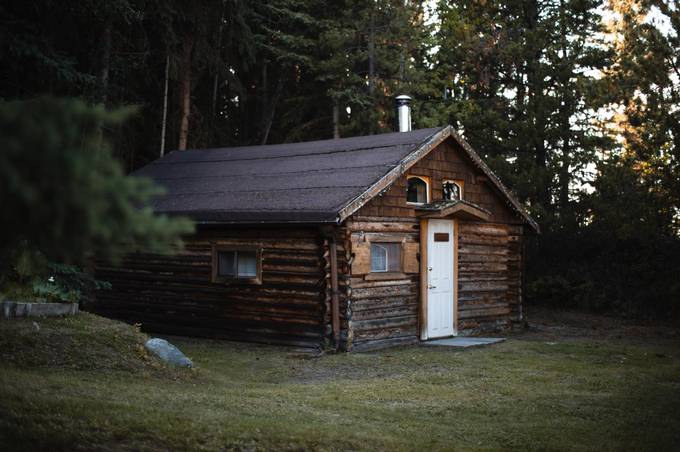 The Cottage at dusk at Eagle's Nest Resort, Anahim Lake.