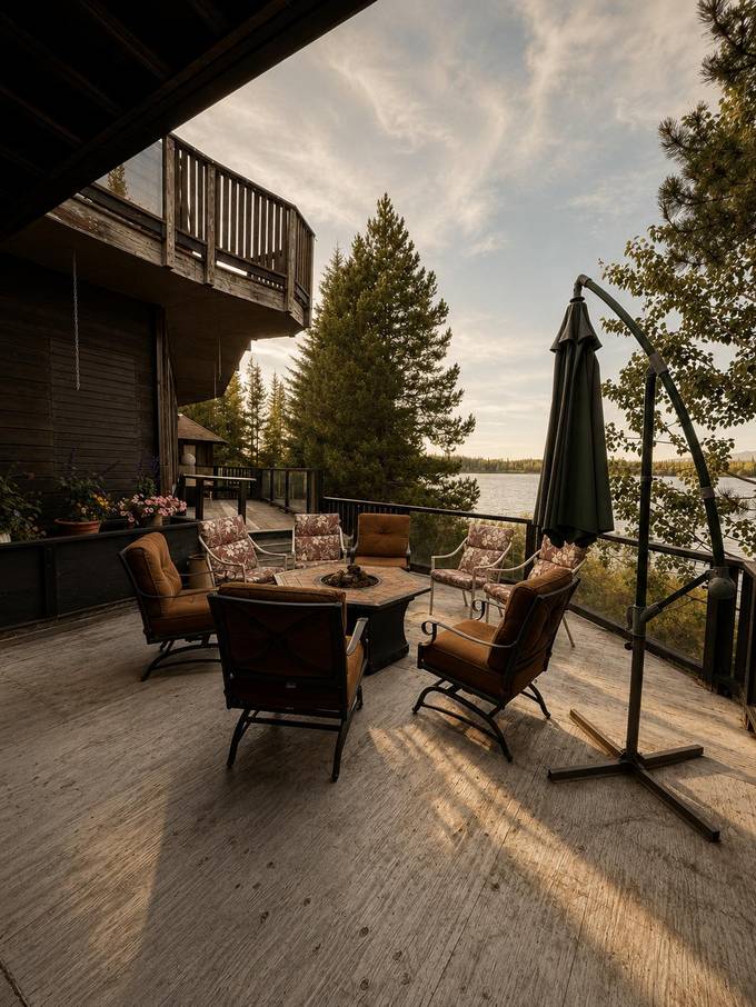 The deck at Eagle's Nest Resort, Anahim Lake.