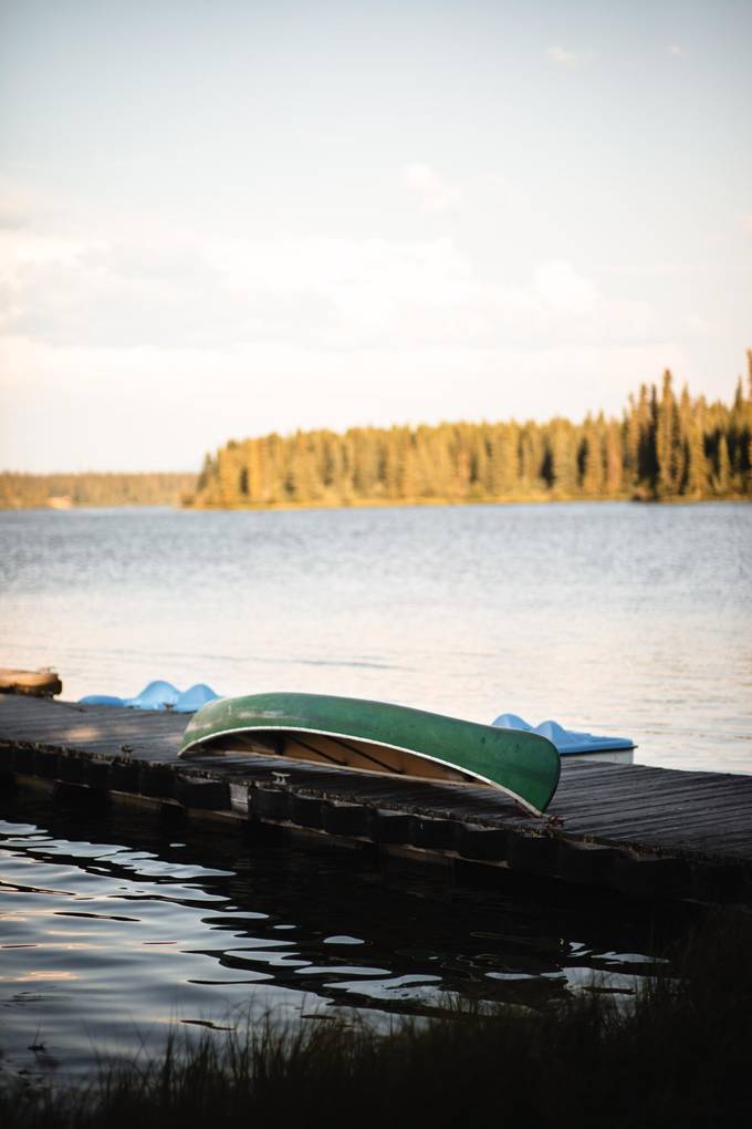Canoe and pedal boats at Eagle's Nest Resort, Anahim Lake.