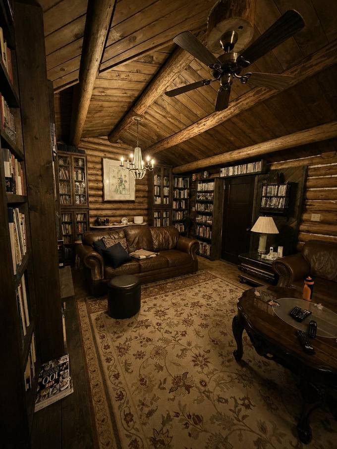 The library at Eagle's Nest Resort, Anahim Lake.
